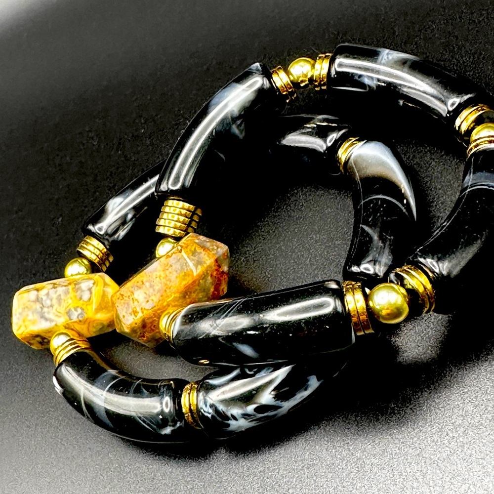 CHONKY SEA SEDIMENT JASPER BRACELET SET size 7.